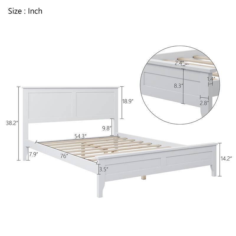 Merax Modern White Solid Wood Platform Bed
