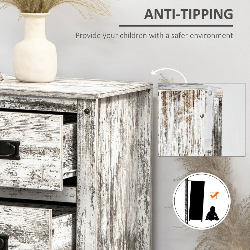 White Kitchen Organizer: Rustic Cabinet with Drawers & Cupboard for Dining Room