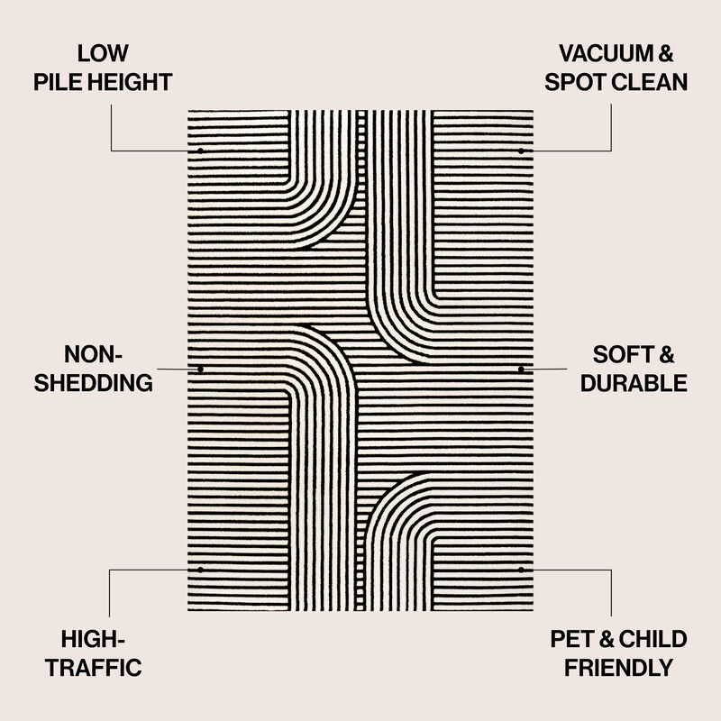 Anders MidCentury Modern Arch Stripe Two-Tone High-Low Indoor Area Rug