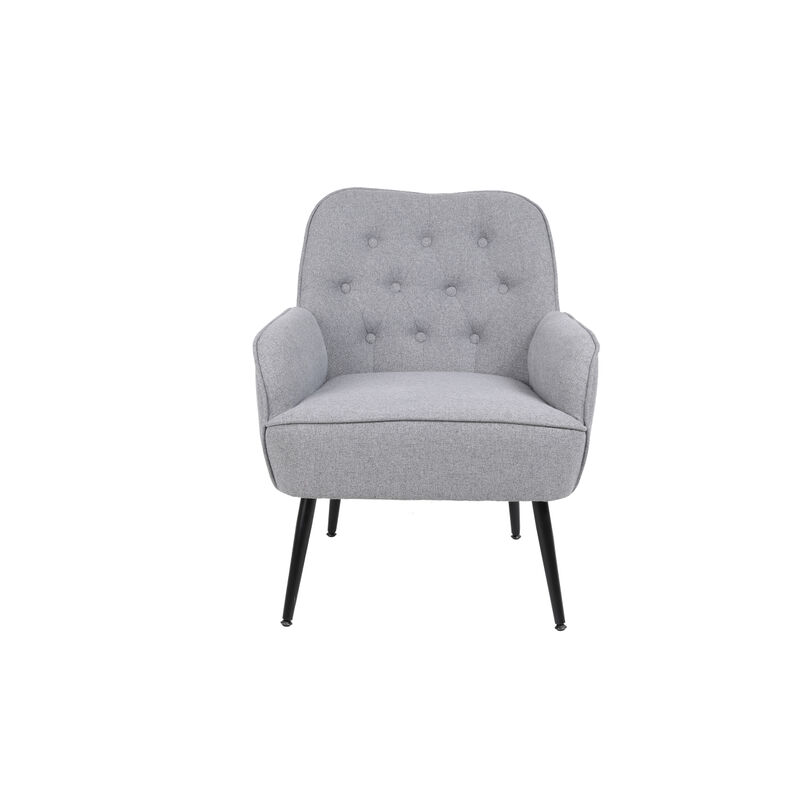 Modern Mid Century Chair velvet Sherpa Armchair for Living Room Bedroom Office Easy Assemble(Light Grey) image number 9