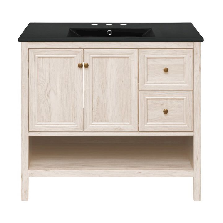 36" Freestanding Bathroom Vanity with 3-Hole Widespread Sink Top