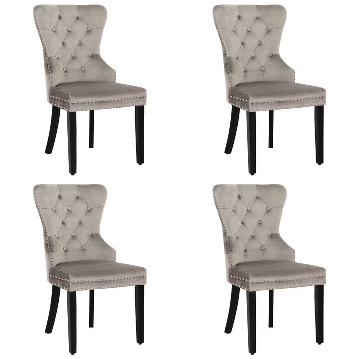WestinTrends Velvet Upholstered Tufted Dining Chairs (Set of 4)