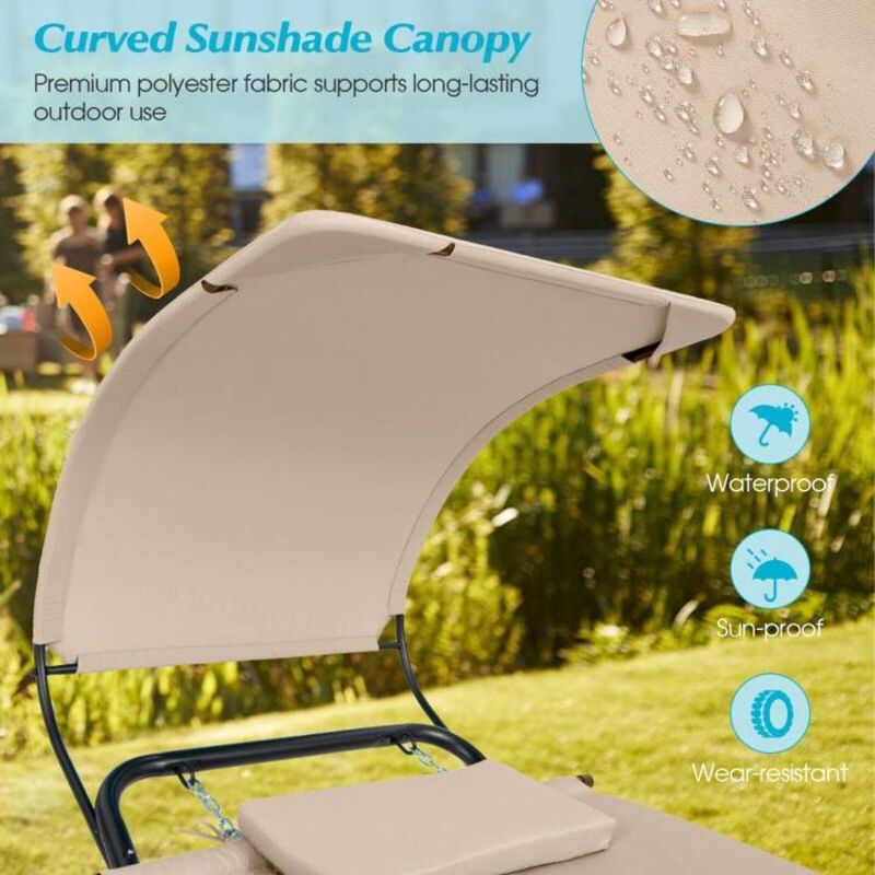 Outdoor Hammock-Style Chaise Lounge Chair Cot with Canopy and Storage Bag for Relaxing and Convenient Outdoor Comfort