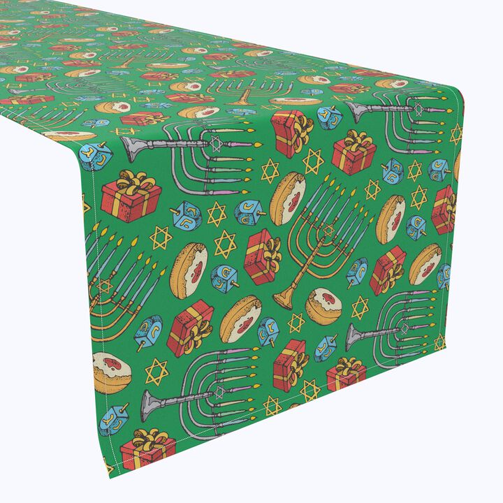 Fabric Textile Products, Inc. Table Runner, 100% Polyester, Dreidels, Donuts and Decorations