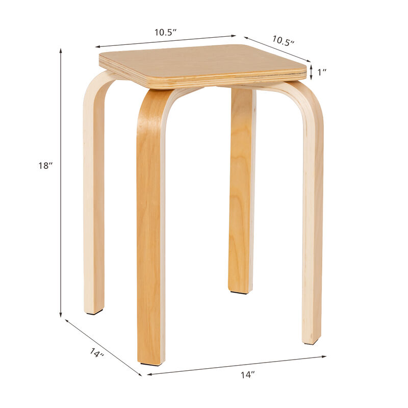 Stackable Stools Set of 4 with Square Top and Rounded Corners
