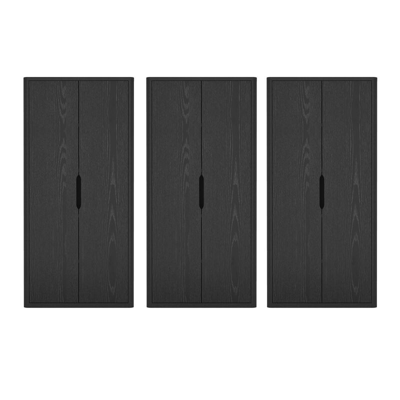 Rivington Black Bookcase Cabinet (Set of 3)