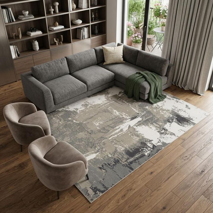HomeRoots Abstract Power Loom Area Rug