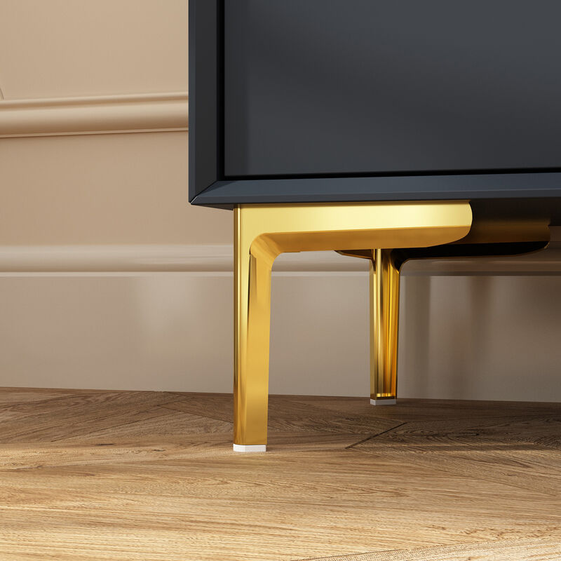 White 6-Drawers 55.1 in. Width Classic Wooden Chest of Drawers, Dresser, Storage Cabinet with Golden Legs and Handles