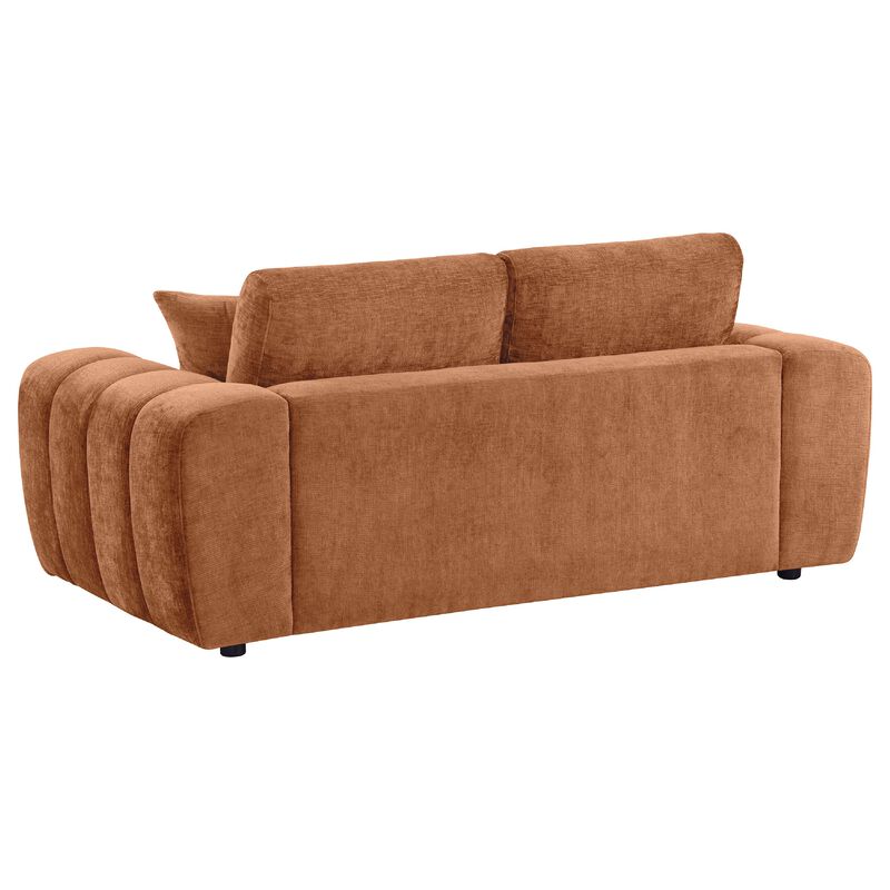Becy Loveseat, 2 Pillows, Burnt Orange Chenille, 78 Inch Chunky Arms image number 3