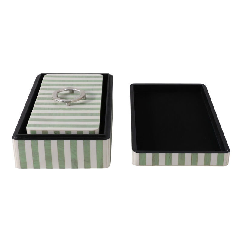 S/2 12/14? Strpd Resin Boxes W/ Hardware, Grn/ivry image number 3