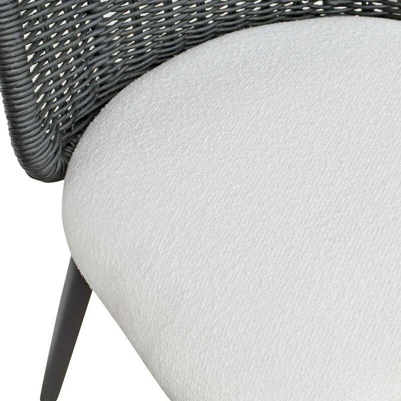 TOV Furniture Alexa Black Rattan Performance Fabric Dining Chair
