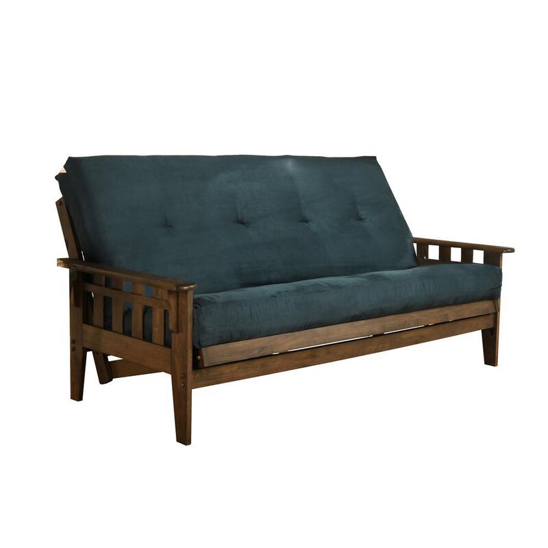 Tucson Frame-Rustic Walnut Finish-Suede Navy Mattress