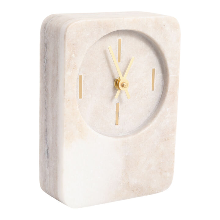 7x4" Marble Clock With Brass