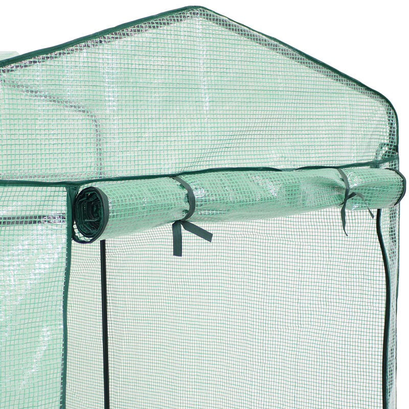 Sunnydaze Large Steel PE Cover Walk-In Greenhouse with 1 Shelf - Green