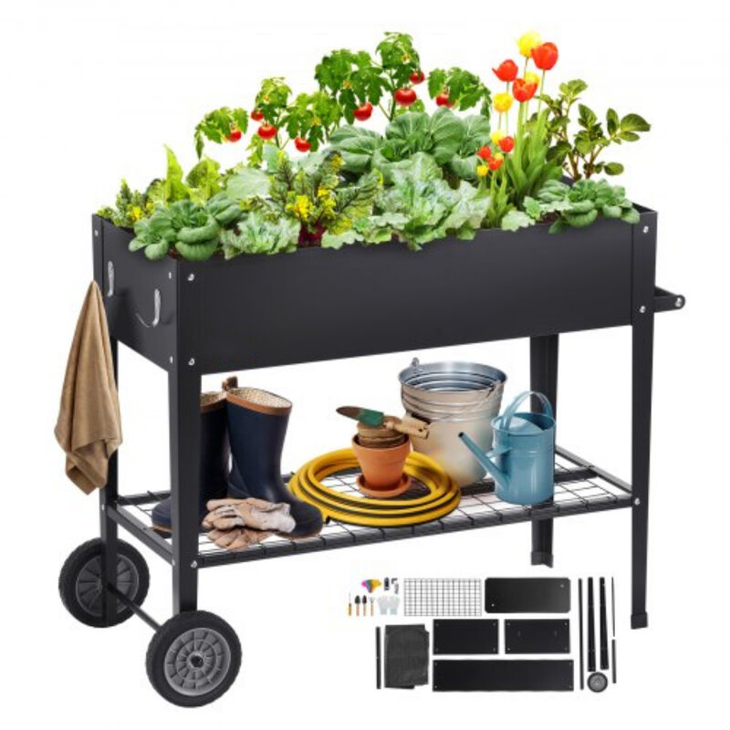 Outdoor Raised Planter Box with Legs – Galvanized Metal Garden Bed for Patio, Balcony, or Yard