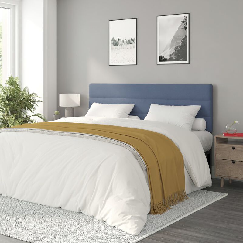 Flash Furniture King Channel Stitched Fabric Upholstered Headboard, from 44.5" to 57.25" - Blue image number 5