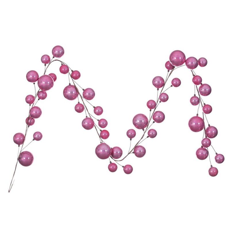Vickerman 10' Pink Pearl Branch Ball Wire Garland. image number 0