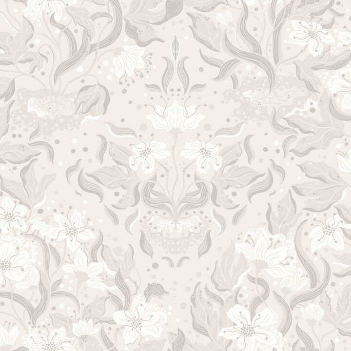 Lisa Grey Floral Damask Wallpaper (Set of 2)