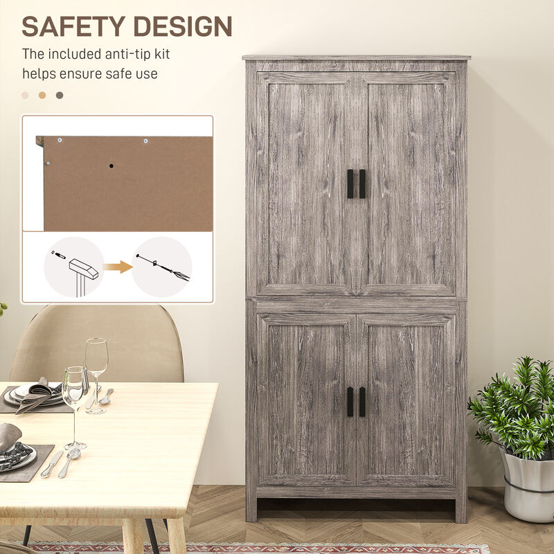 Hivvago Tall Freestanding Kitchen Cabinet with 4 Doors image number 5