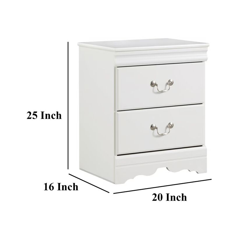 Roso Wide Dresser, Classic White, 25 Inch, 2 Drawers, Pewter Handles