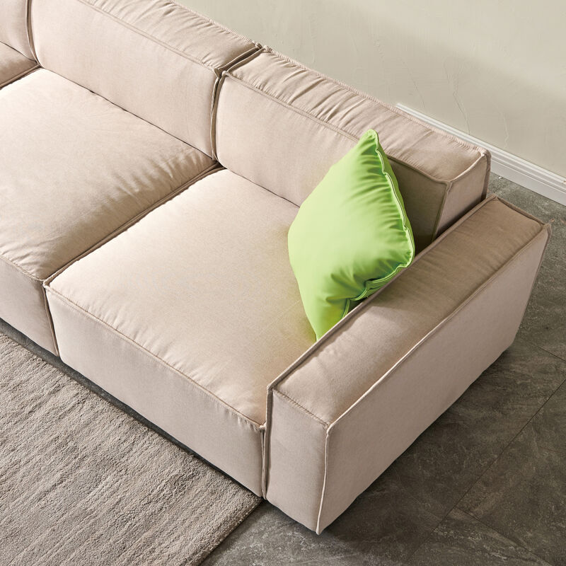Modular Sofa L SHAPED with Convertible Ottoman Chaise(Beige)