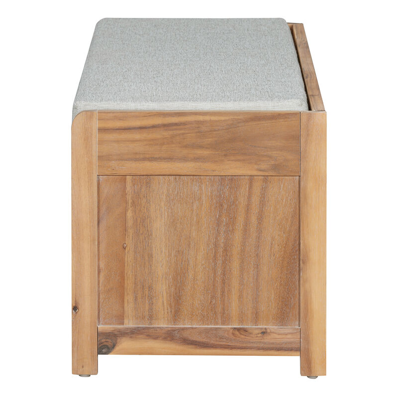 Merax Distressed Shutter Storage Bench with Acacia Veneer