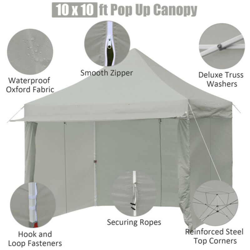 Hivvago 10 x 10 Feet Pop up Gazebo with 4 Height and Adjust Folding Awning