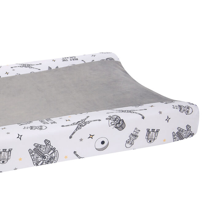 Lambs & Ivy Star Wars Millennium Falcon White/Gray Soft Changing Pad Cover