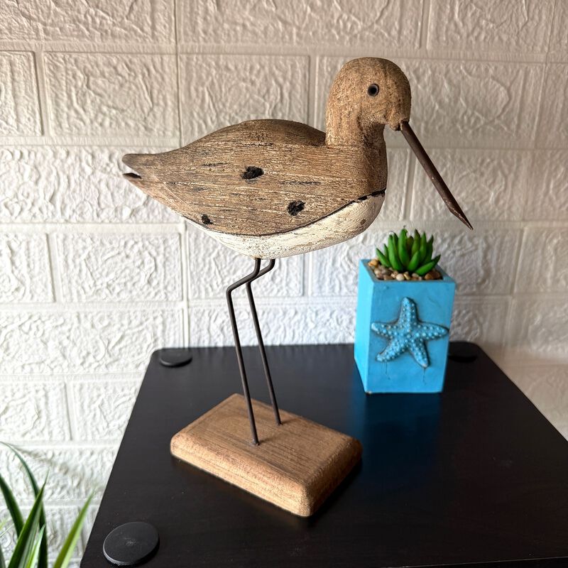 Decorative Sea Bird Figurine Weathered Wood Metal Coastal Statue 1075 In image number 5