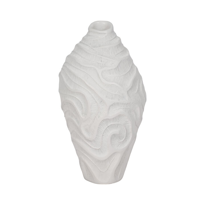 14" Coastal Coral Vase, White