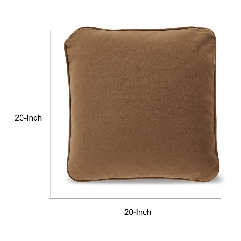 Wali Pillow Set of 4, 20 Inch Square, Feather Fill, Velvety Honey Yellow - Benzara image number 5