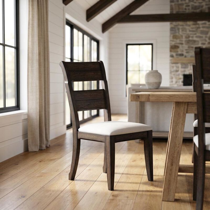 FurniFact Solid Rubberwood Desk Chair with Elm Veneer Back for Dining Room image number 4