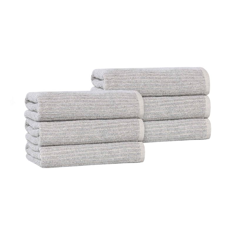 Set of 6 Cotton Blend Hand Towels with Textured Ribbed Design image number 0