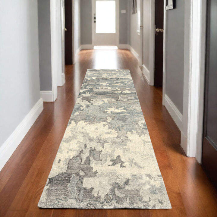 HomeRoots Wool Abstract Hand Tufted Runner Rug