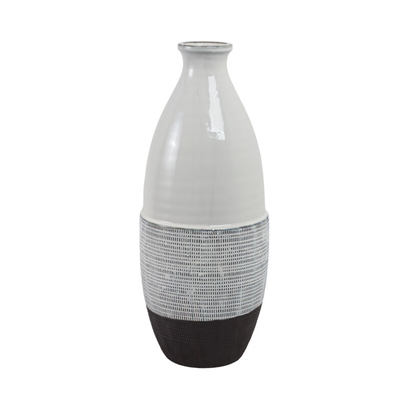 22x9" Textured Bottom Vase, Grey image number 0