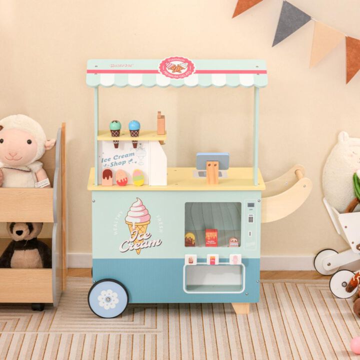 Hivvago Kids Ice Cream Truck Pretend Play Set for Toddlers with Vending Machine