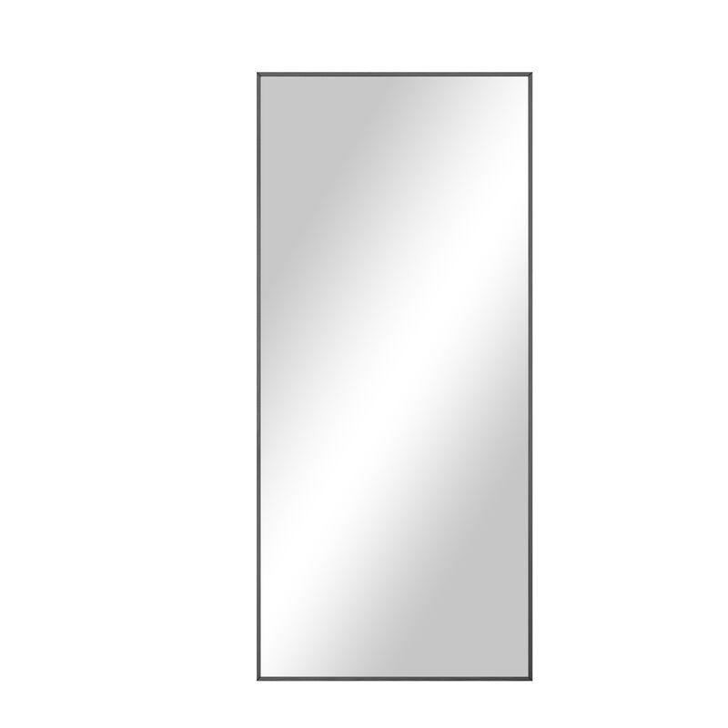 HomeRoots 71" Black Metal Freestanding Or Wall Mount Framed Full Length Mirror image number 0