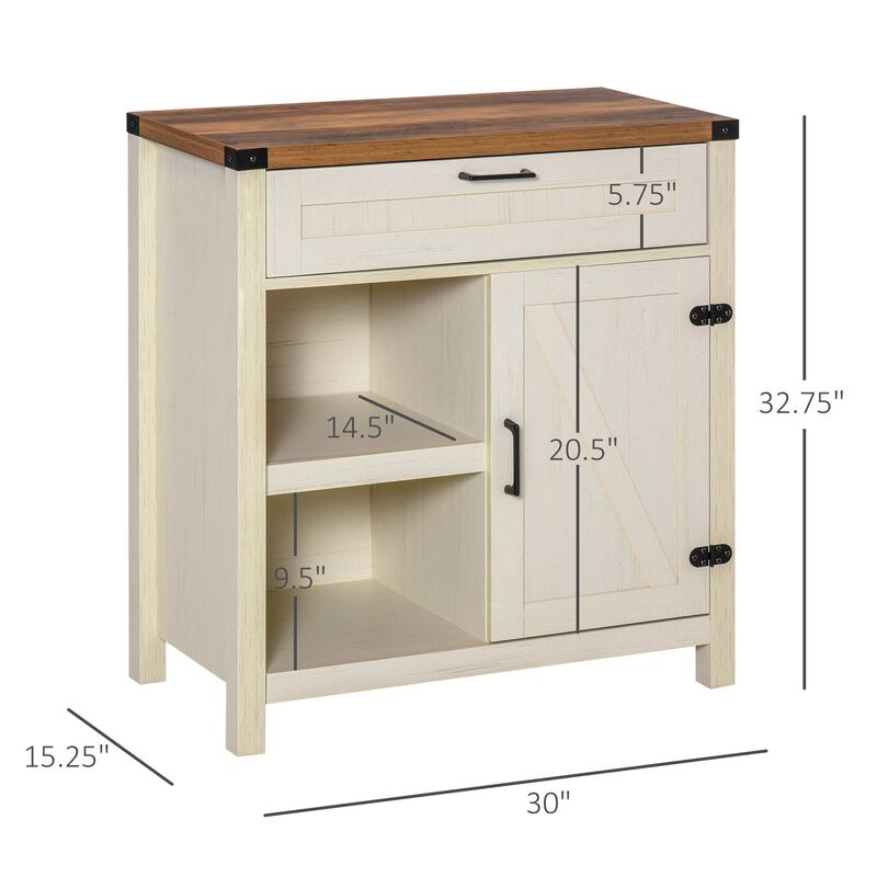 Distressed White Buffet: Modern Sideboard with Adjustable Shelves