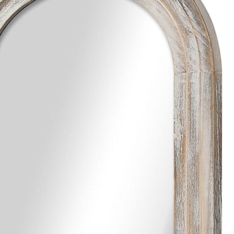 HomeRoots 64" White Solid Wood Arch Framed Full Length Mirror image number 3
