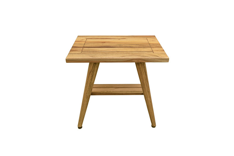 EcoDecors&reg; Mid-Century Modern 18" Teak Wood Shower Bench in Natural Finish image number 2