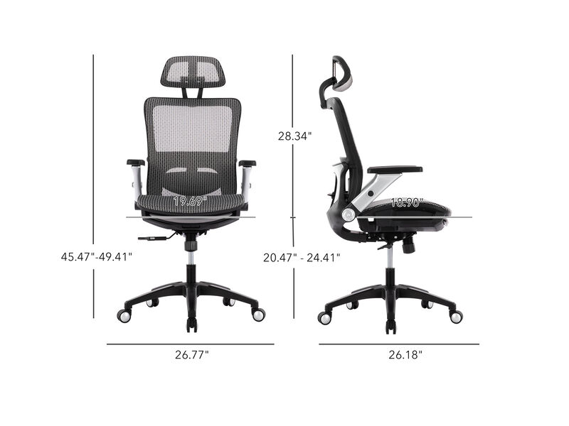 High Back Mesh Office Chair With Footrest, Adjustable Headrest, Lumbar Support And 4D Armrests