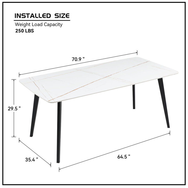 Streamdale Porcelain Dining Table White 70"