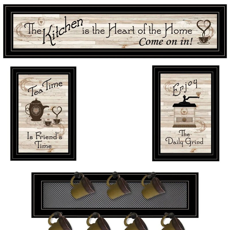 HomeRoots Set Of Four Kitchen Collection with Seven Peg Mug Kitchen Wall Art image number 2