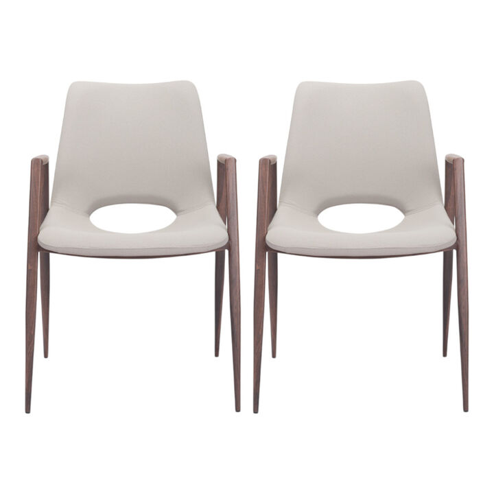 Set of Two Upholstered Faux Leather Dining Chairs with Armrests & Open Back