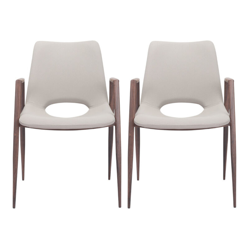Set of Two Upholstered Faux Leather Dining Chairs with Armrests & Open Back image number 0