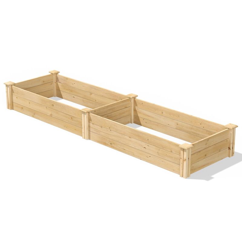 QuikFurn Pine Wood 2-Ft x 8-Ft Outdoor Raised Garden Bed Planter Frame