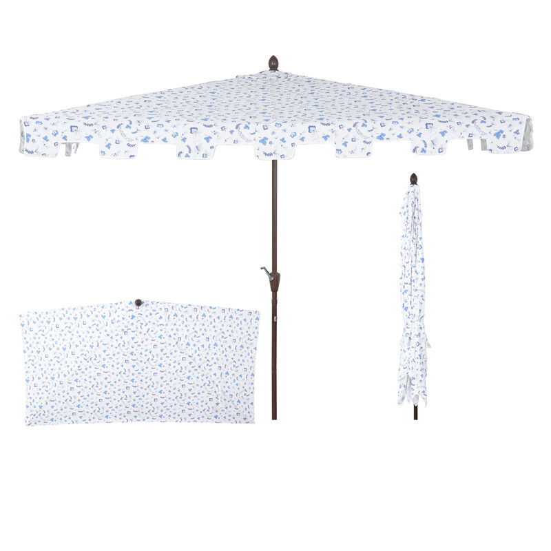 Sidney Classic MidCentury Rectangular Half Market Patio Umbrella with Crank, Wind Vent and UV Protection