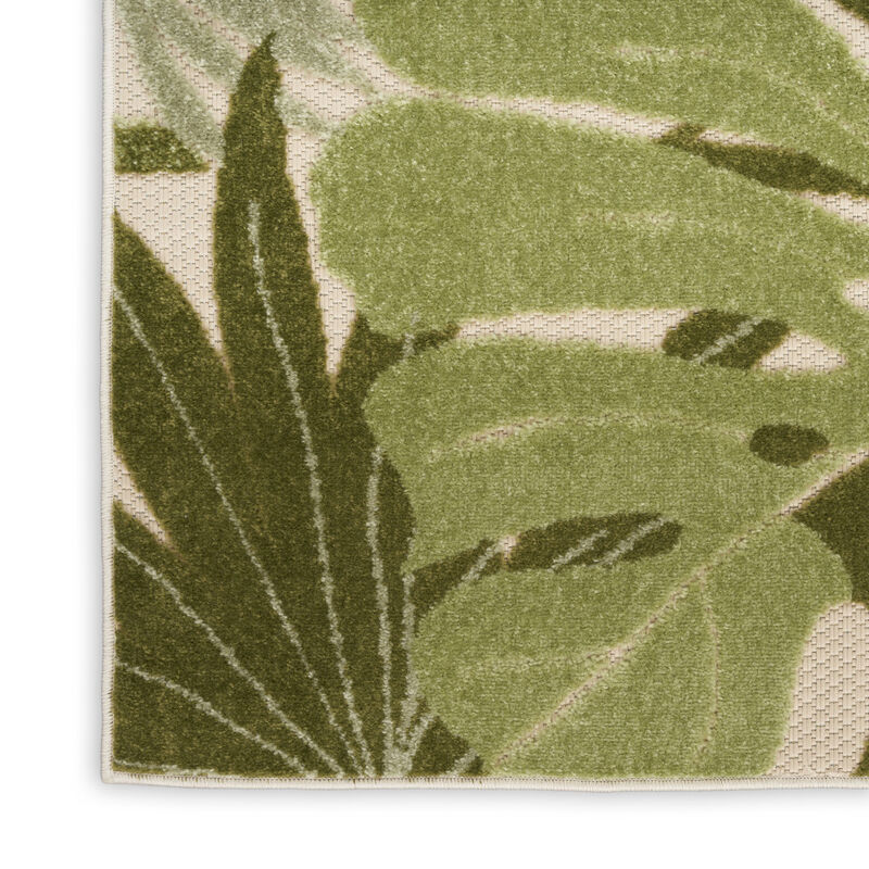 HomeRoots 12' X 15' Ivory And Green Palm Leaf Indoor Outdoor Area Rug image number 2