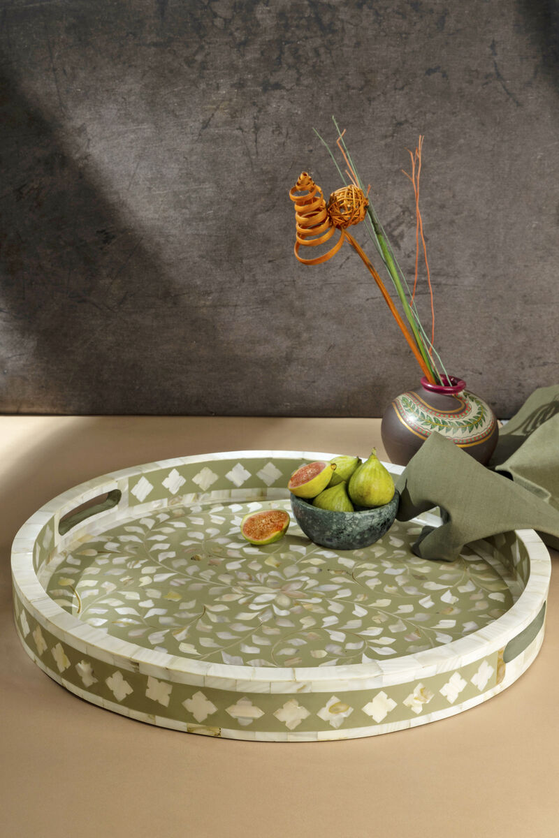 Jodhpur Mother of Pearl Decorative Tray - 18"