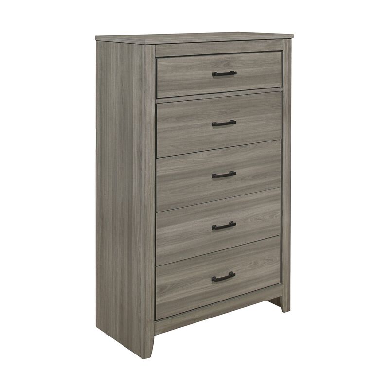 Dark Gray Finish Transitional Look 1pc Chest of 5 Drawers Industrial Rustic Modern Style Bedroom Furniture